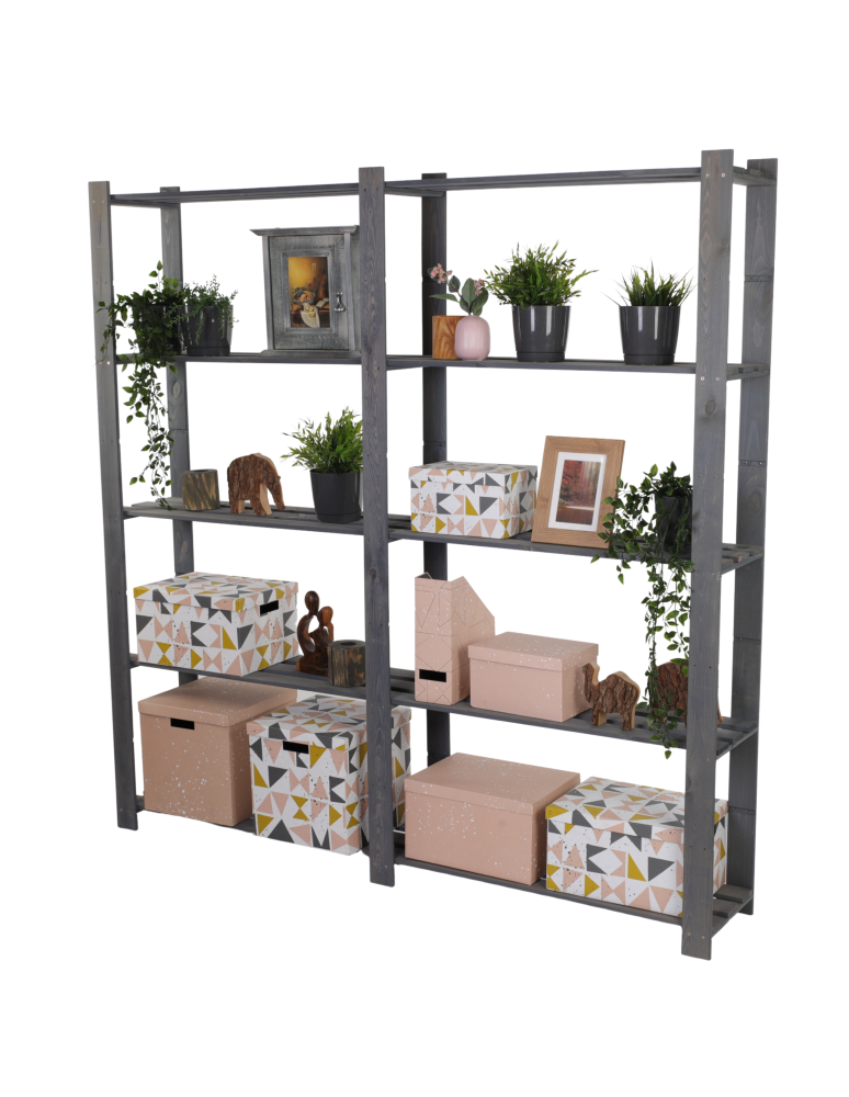 Regały - Regał na książki drewniany B02R 170x170x28 5 półek Szary - product b2b.wamar.biz 1