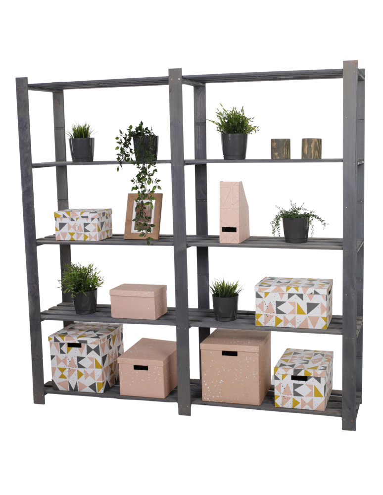 Regały - Regał na książki drewniany B03R 170x170x38 5 półek Szary - product b2b.wamar.biz 1