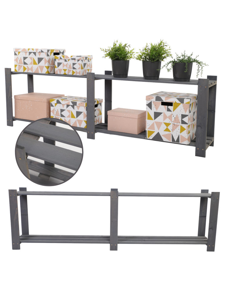 Regały - Regał na książki drewniany B04R 50x170x28 2 półki Szary - product b2b.wamar.biz 1