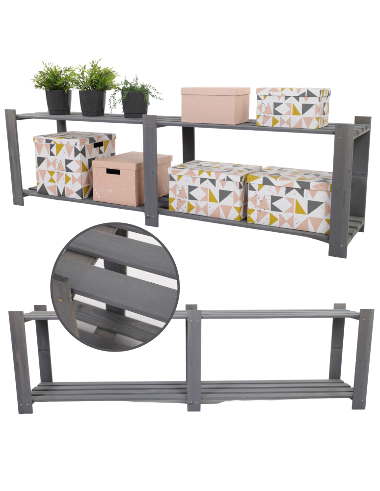 Regały - Regał na książki drewniany B05R 50x170x38 2 półki Szary - product b2b.wamar.biz 1