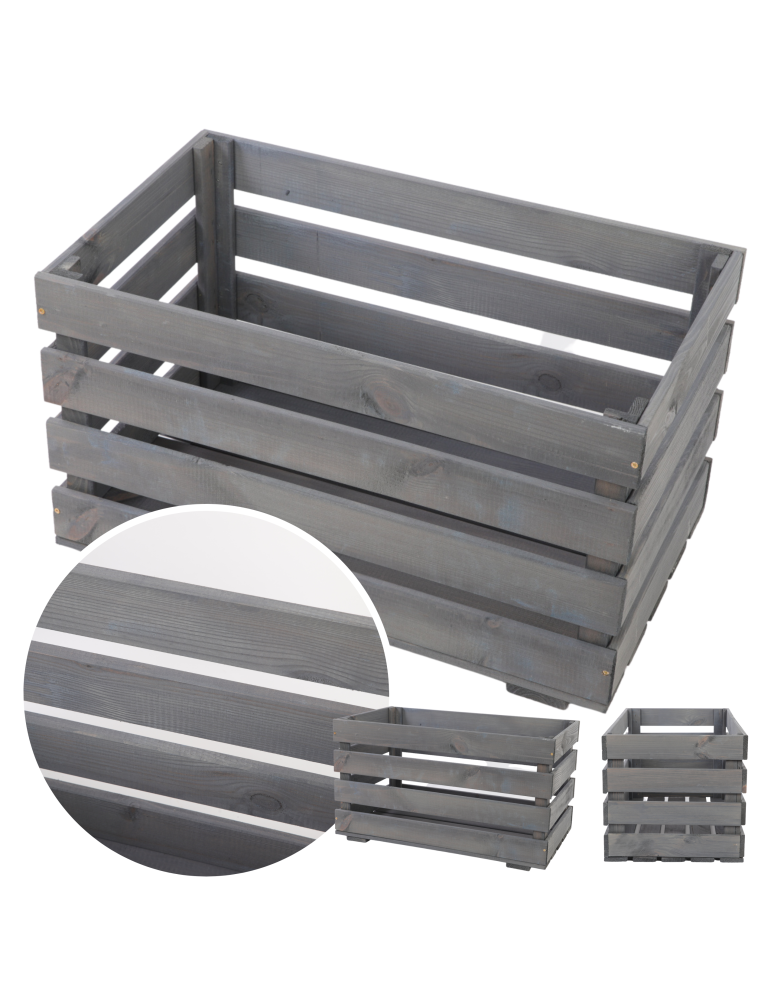 Regały - Skrzynia sosnowa skrzynka drewniana B08S 36x64x38 Szara - product b2b.wamar.biz 1