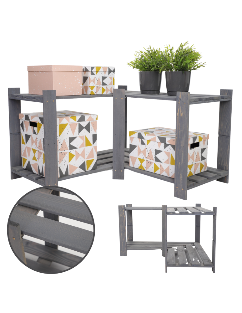Regały - Regał na książki narożny B09R 50x85x38 2 półki Szary - product b2b.wamar.biz 1
