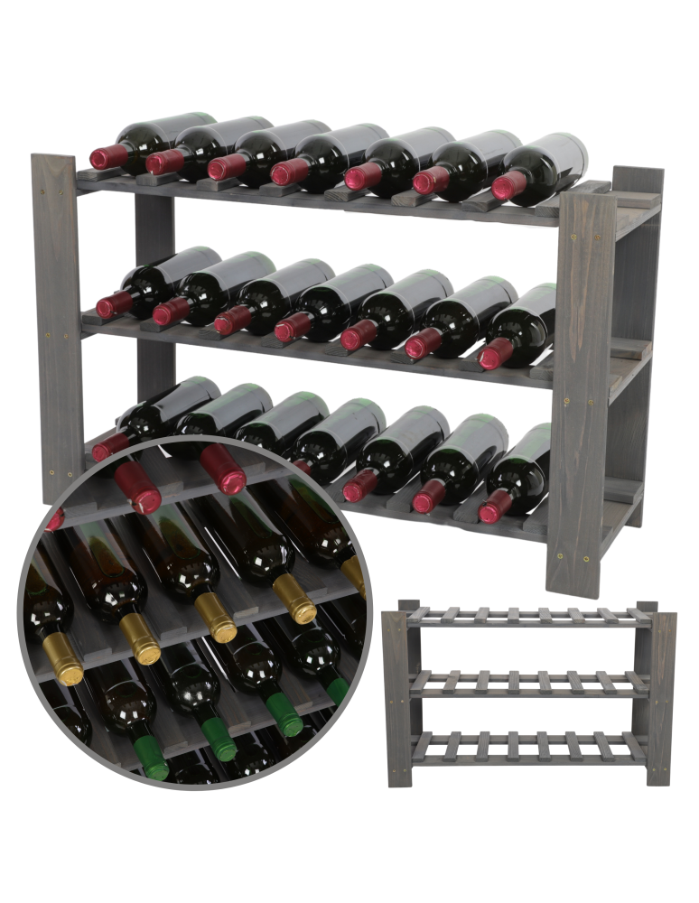 Regały - Regał na butelki drewniany B22R 50x80x28 3 półki Szary - product b2b.wamar.biz 1