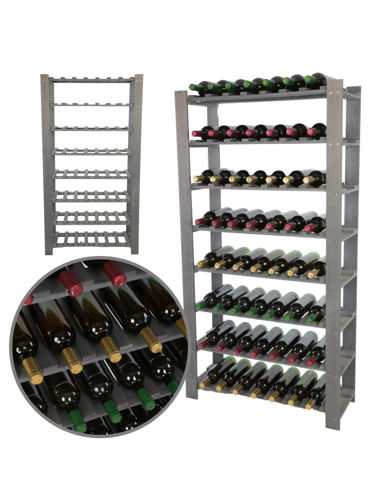 Regały - Regał na butelki drewniany B22R 150x80x28 8 półek Szary - product b2b.wamar.biz 1