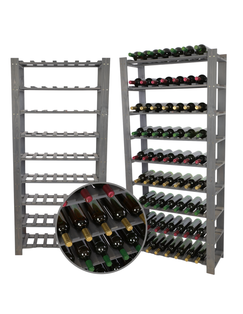 Regały - Regał na butelki drewniany B22R 170x80x28 9 półek Szary - product b2b.wamar.biz 1