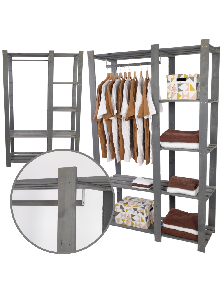 Regały - Regał garderoba na ubrania B25R 170x110x38 5 półek Szara - product b2b.wamar.biz 1