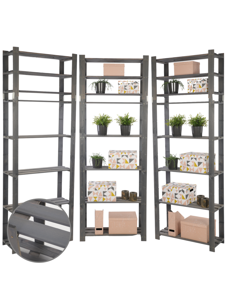 Regały - Regał na książki drewniany B28R 220x80x28 7 półek Szary - product b2b.wamar.biz 1