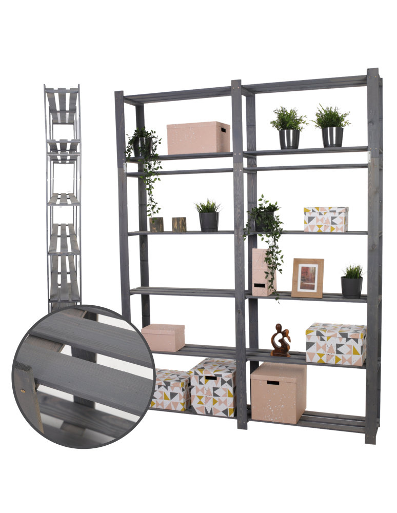 Regały - Regał na książki drewniany B31R 220x170x28 7 półek Szary - product b2b.wamar.biz 1