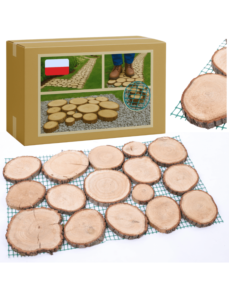 Ścieżki Ogrodowe - Ścieżka ogrodowa 80x50X2 cm chodnik plastry drewna DĄB ścieżki EKO DREWNO - product b2b.wamar.biz 1