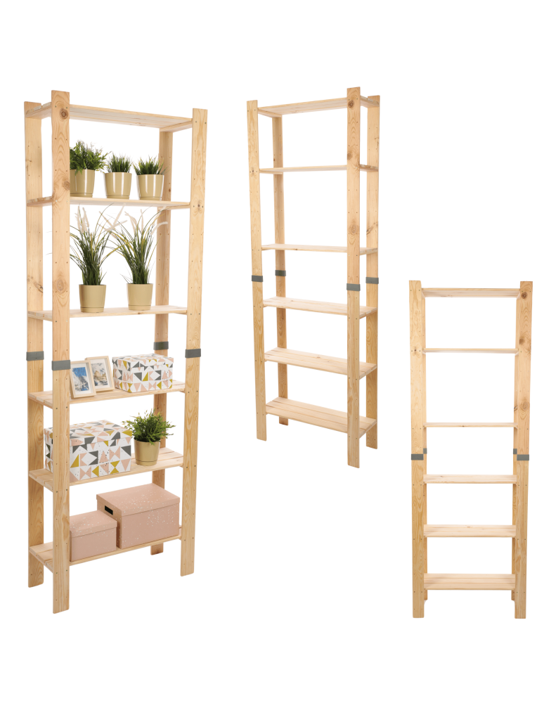 Regały drewniane - Regał drewniany na książki regał na zabawki regał do spiżarni 230cm SOSNOWY - product b2b.wamar.biz 1