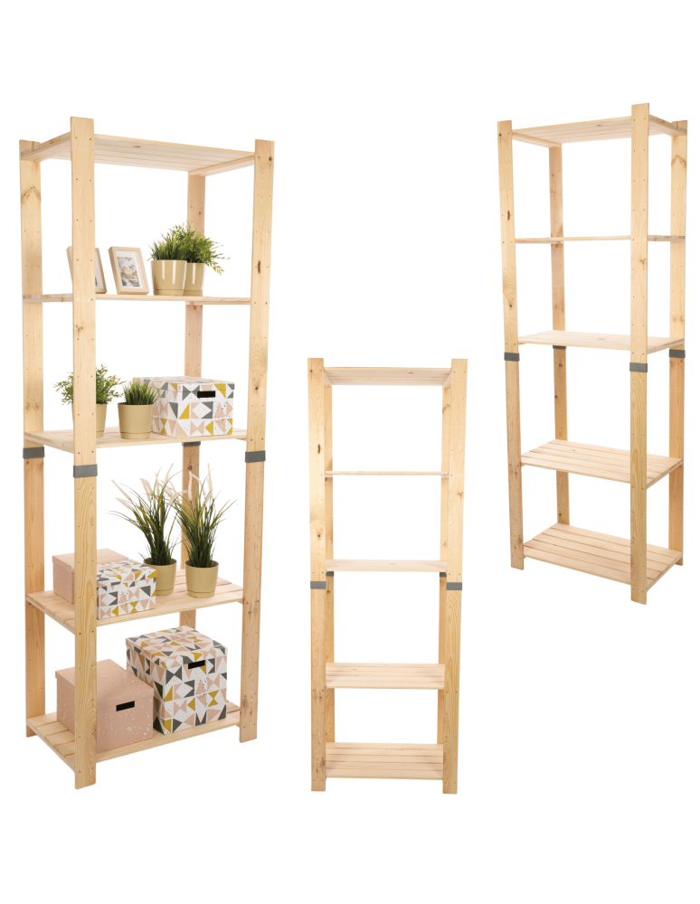 Regały drewniane - Regał drewniany na książki regał na zabawki regał do spiżarni 230cm SOSNOWY - product b2b.wamar.biz 1