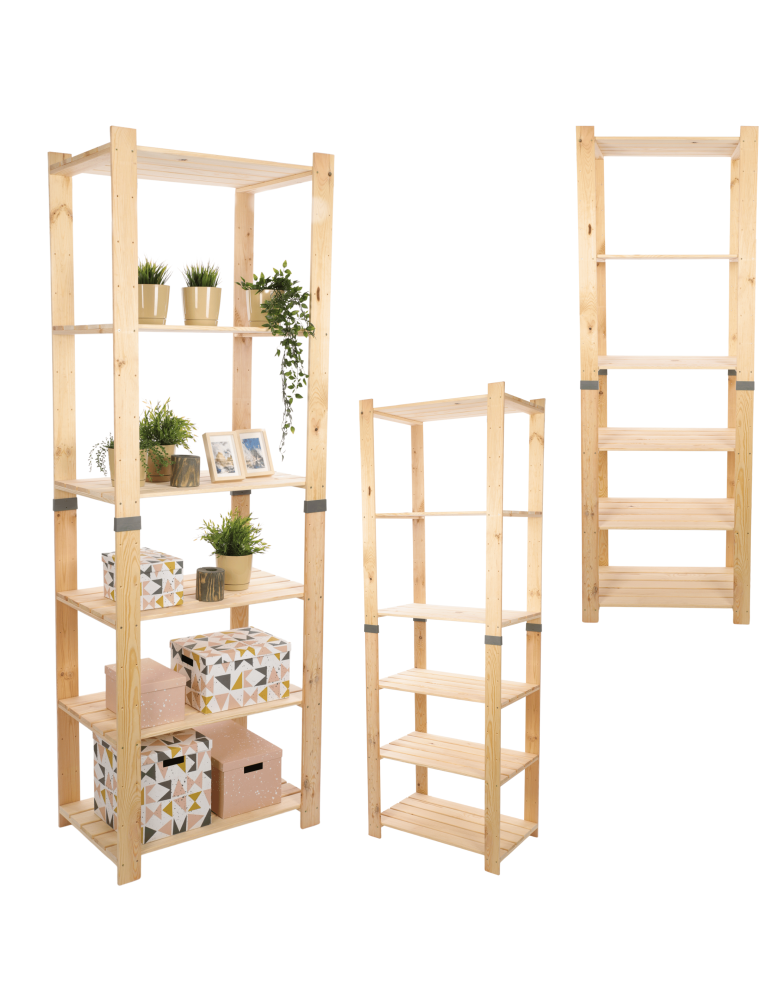 Regały drewniane - Regał drewniany na książki regał na zabawki regał do spiżarni 230cm SOSNOWY - product b2b.wamar.biz 1