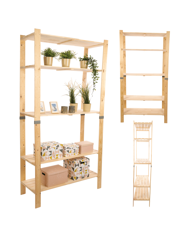 Regały drewniane - Regał drewniany na książki regał na zabawki regał do spiżarni 230cm SOSNOWY - product b2b.wamar.biz 1