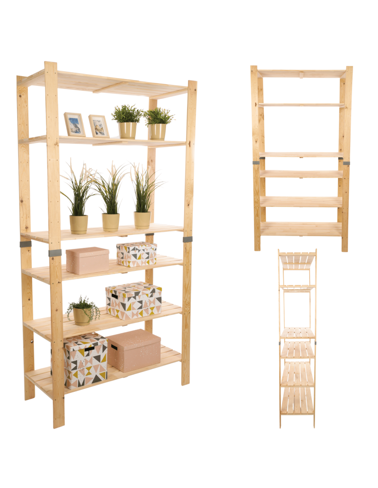 Regały drewniane - Regał drewniany na książki regał na zabawki regał do spiżarni 230cm SOSNOWY - product b2b.wamar.biz 1