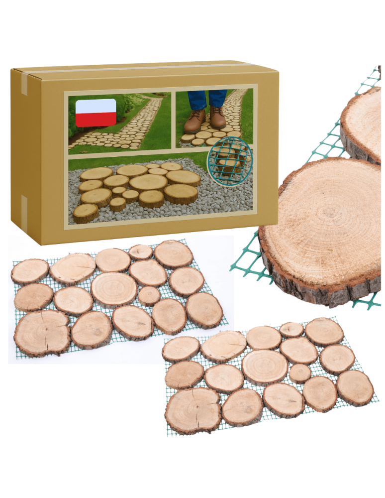 Ścieżki Ogrodowe - Ścieżka ogrodowa 80x50X2 cm chodnik plastry drewna DĄB ścieżki EKO DREWNO X2 - product b2b.wamar.biz 1