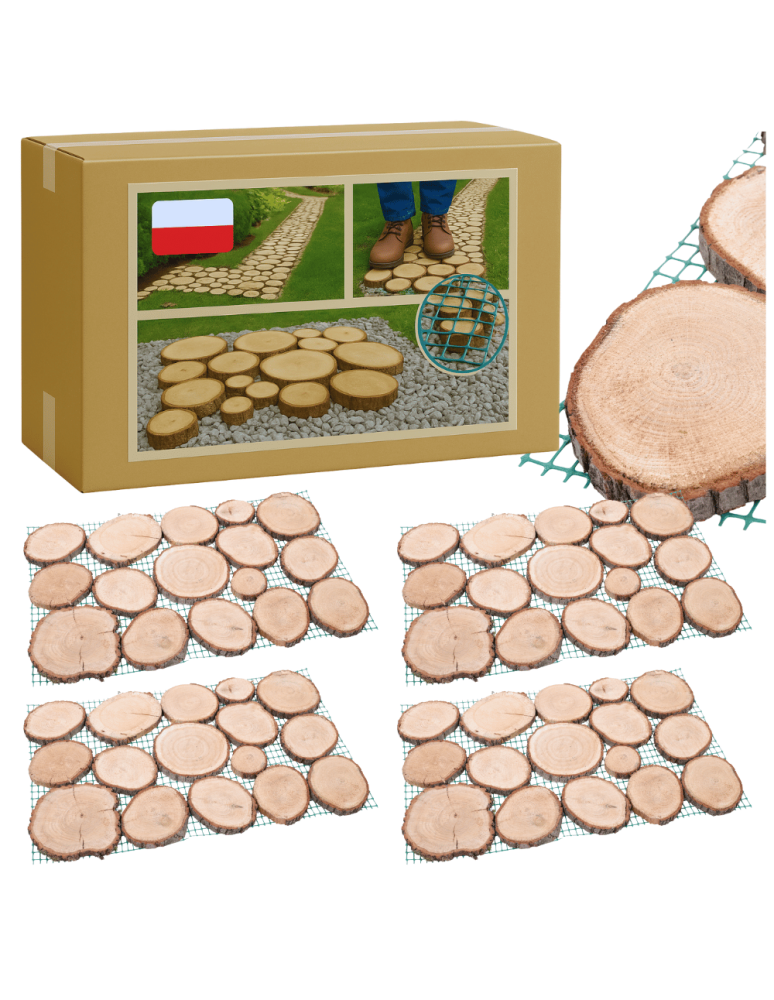 Ścieżki Ogrodowe - Ścieżka ogrodowa 80x50X2 cm chodnik plastry drewna DĄB ścieżki EKO DREWNO X4 - product b2b.wamar.biz 1