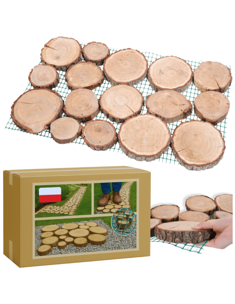Ścieżki Ogrodowe - Ścieżka ogrodowa 80x50X3 cm chodnik plastry drewna DĄB ścieżki EKO DREWNO - product b2b.wamar.biz 1