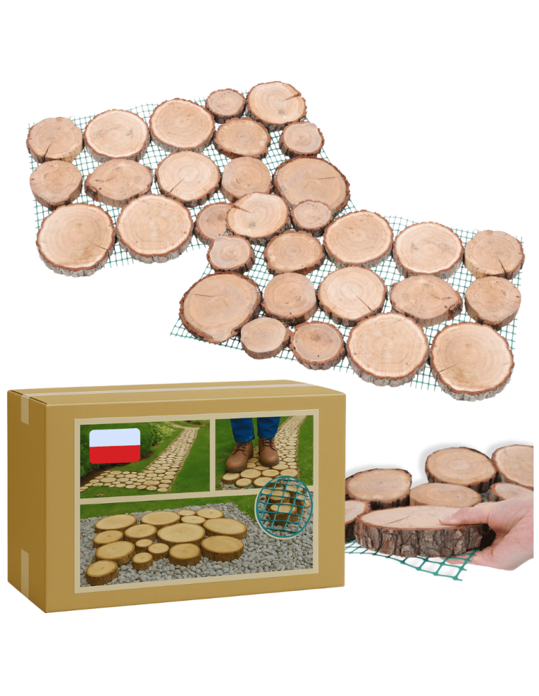 Ścieżki Ogrodowe - Ścieżka ogrodowa 80x50X3 cm chodnik plastry drewna DĄB ścieżki EKO DREWNO X2 - product b2b.wamar.biz 1