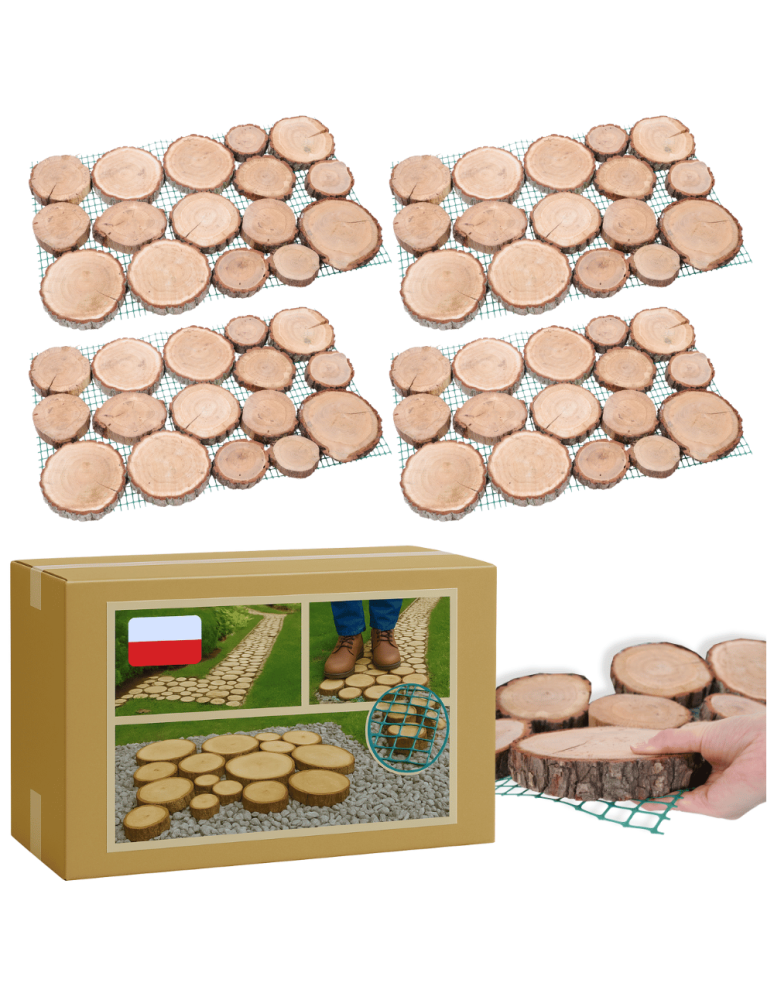 Ścieżki Ogrodowe - Ścieżka ogrodowa 80x50X3 cm chodnik plastry drewna DĄB ścieżki EKO DREWNO X4 - product b2b.wamar.biz 1