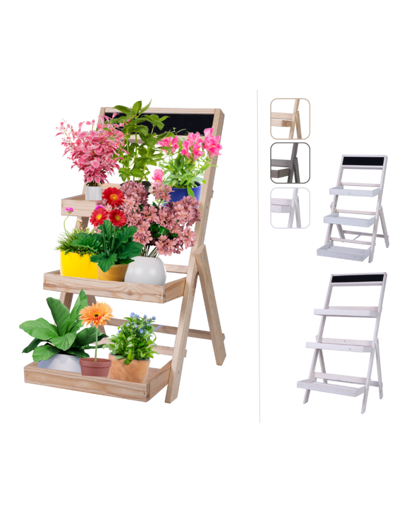 Kwietniki - Drewniana etażerka na kwiaty /70x39x48 cm/ Wykończenie Naturalne - product b2b.wamar.biz 1