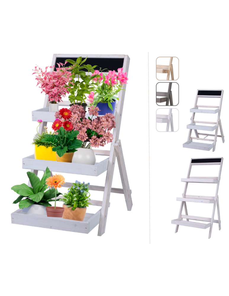 Kwietniki - Drewniana etażerka na kwiaty /70x39x48 cm/ Wykończenie Białe - product b2b.wamar.biz 1