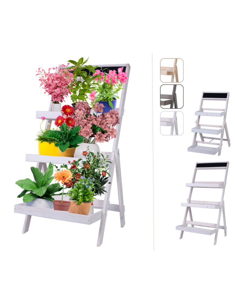 Kwietniki - Drewniana etażerka na kwiaty /100x52x52 cm/ Wykończenie Białe - product b2b.wamar.biz 1