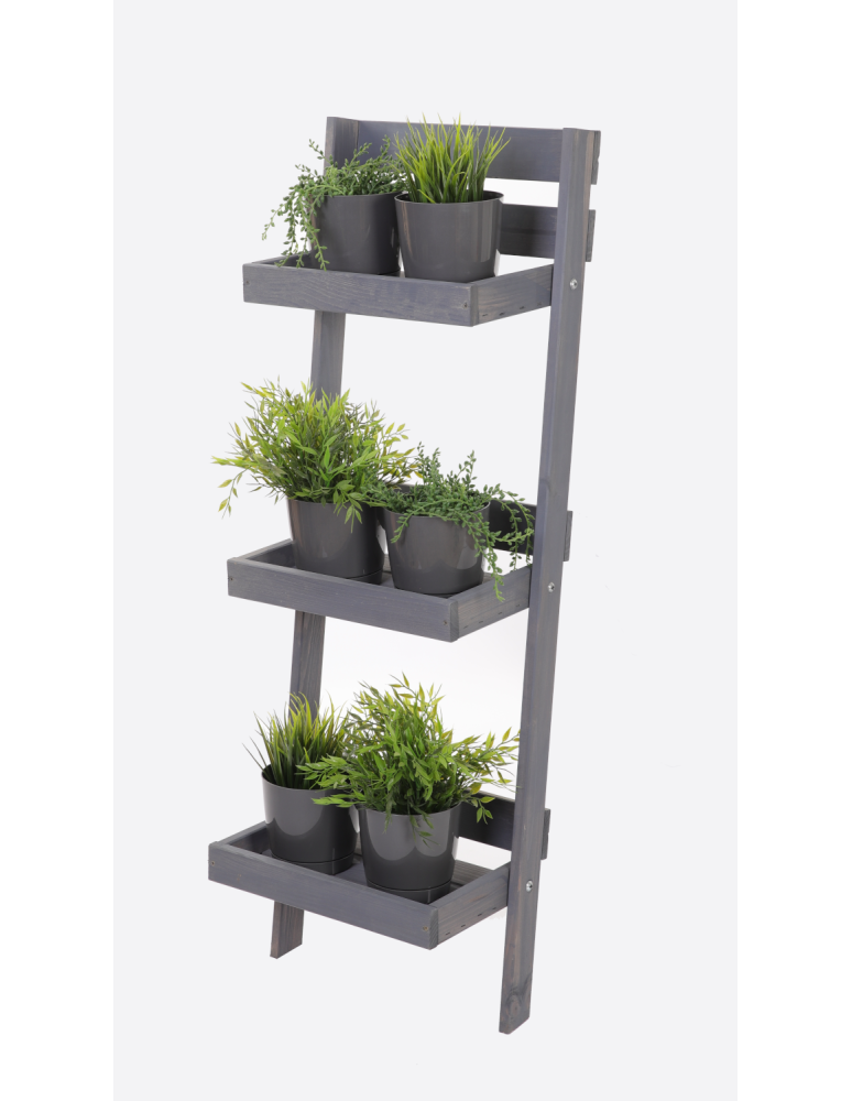 Wielopoziomowe kwietniki - Drewniana drabinka opierana o ścianę stojak regał na rośliny 115x37cm EKO - product b2b.wamar.biz 2