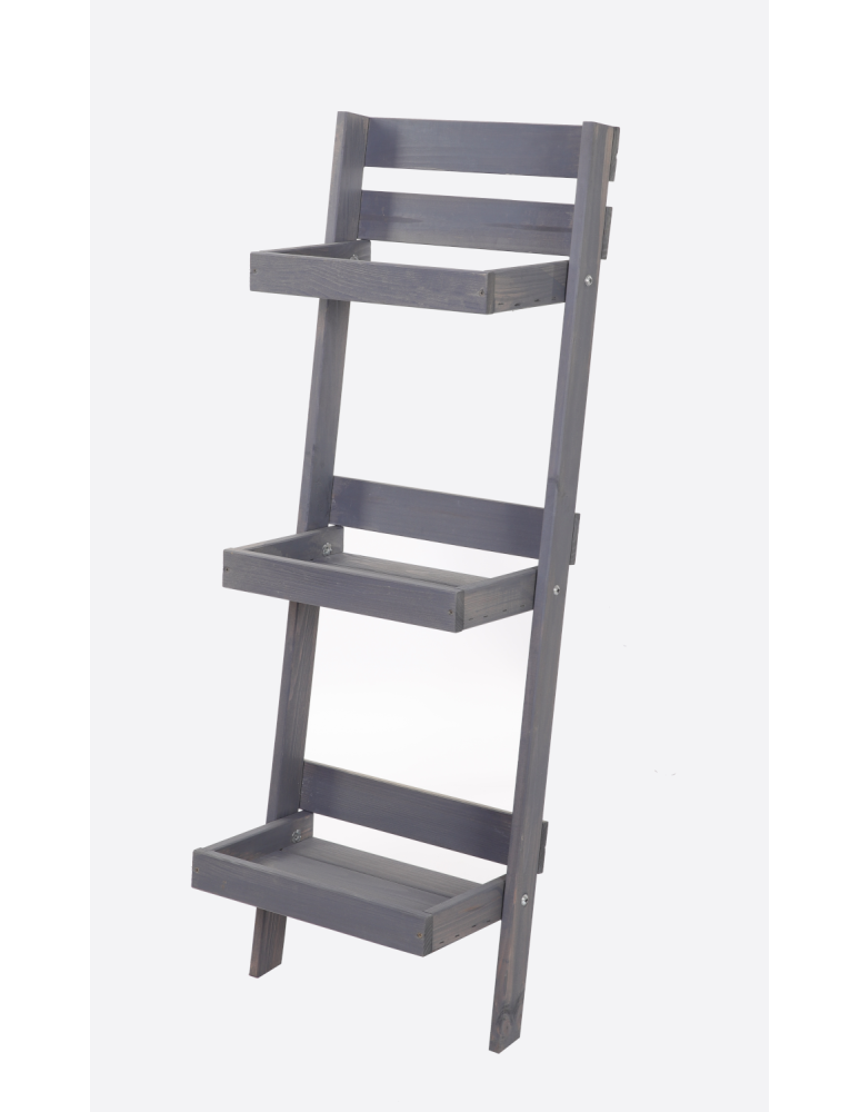 Wielopoziomowe kwietniki - Drewniana drabinka opierana o ścianę stojak regał na rośliny 115x37cm EKO - product b2b.wamar.biz 3