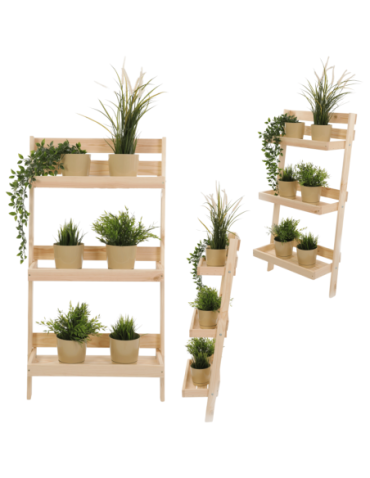 Wielopoziomowe kwietniki - Kwietnik drewniany opierany o ścianę stojak regał na rośliny 115x57cm EKO - product 1