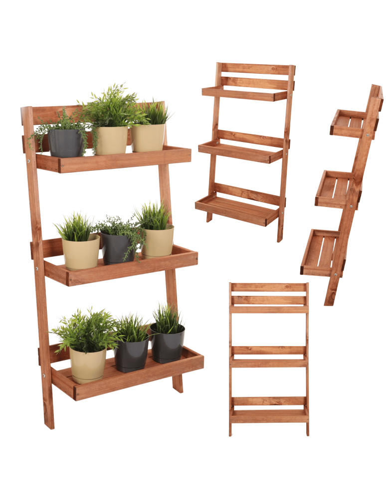 Wielopoziomowe kwietniki - Drewniany kwietnik opierany o ścianę stojak regał na rośliny 115x57cm EKO - product b2b.wamar.biz 1