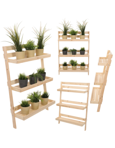 Wielopoziomowe kwietniki - Drewniany kwietnik opierany o ścianę stojak regał składany 115x77cm EKO - product 1