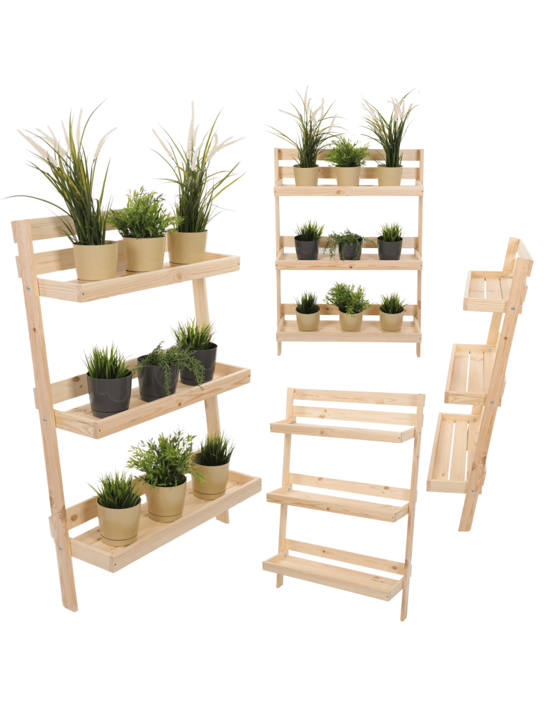 Wielopoziomowe kwietniki - Drewniany kwietnik opierany o ścianę stojak regał składany 115x77cm EKO - product b2b.wamar.biz 1