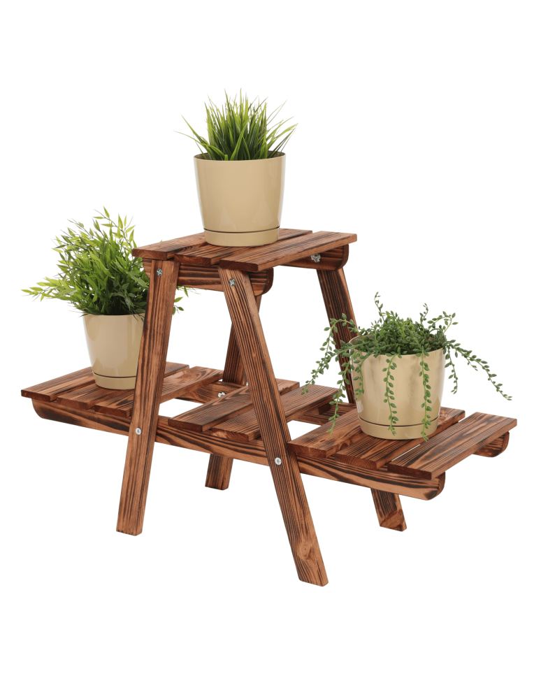 Kwietniki - Stojący kwietnik drewniany na kwiaty regał stojak na doniczki 3 półki 45 cm - product b2b.wamar.biz 1