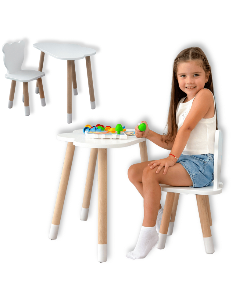 Stoły i ławki - Zestaw dla dziecka stolik chmurka krzesełko miś bały zestaw unisex komplet - product b2b.wamar.biz 1