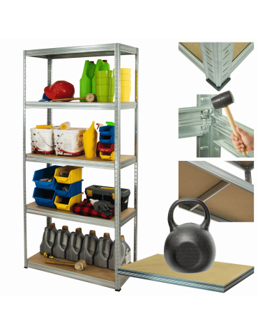 Regał metalowy ocynkowany HELIOS 213x90x35cm 5Px175kg .:.