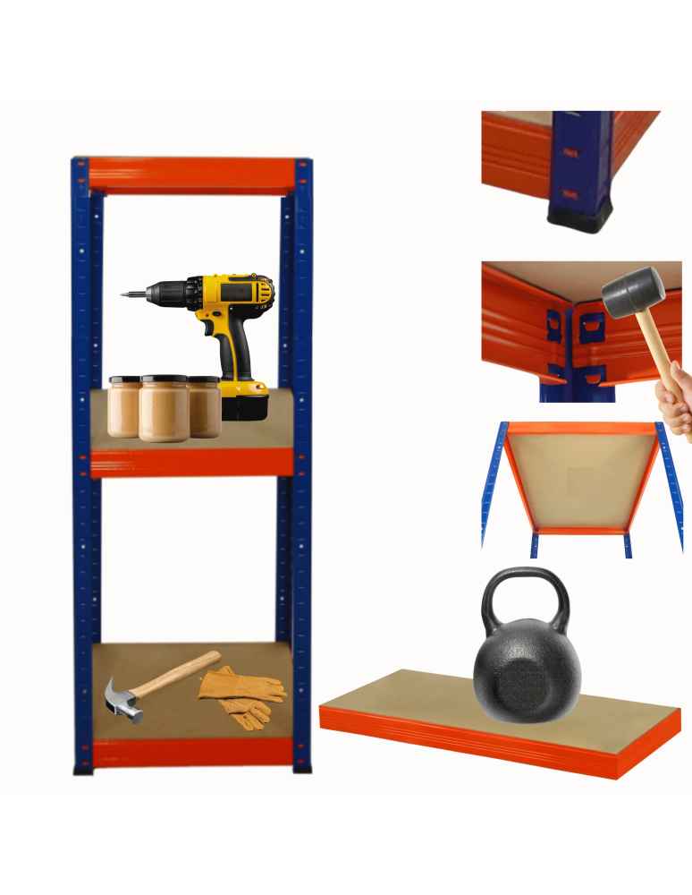 Regały z metalu kolorowe - Regał metalowy HELIOS 90x40x40cm 3Px175kg - product b2b.wamar.biz 1