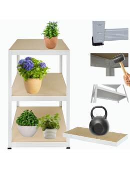 Regał metalowy biały HELIOS 90x60x60cm 3Px175kg