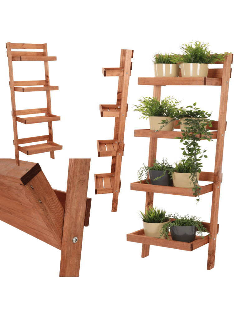 Wielopoziomowe kwietniki - Drewniany kwietnik opierany o ścianę stojak regał na rośliny 145x57cm EKO - product b2b.wamar.biz 1