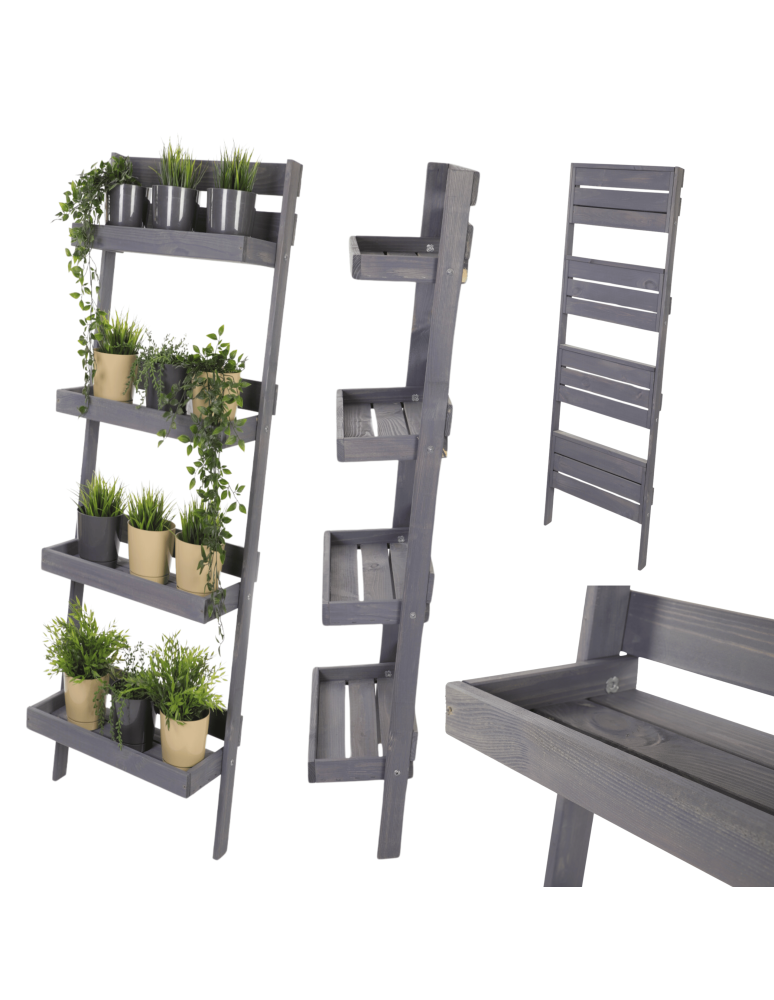 Wielopoziomowe kwietniki - Drewniany kwietnik składany opierany stojak regał na rośliny 145x37cm EKO - product b2b.wamar.biz 1