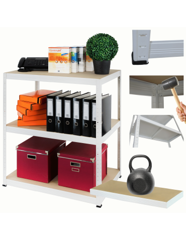 Regał metalowy biały HELIOS 90x100x50cm 3Px175kg