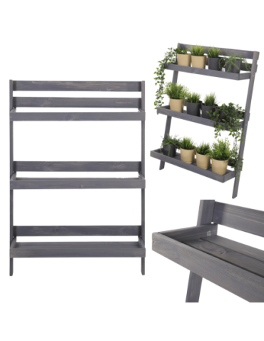 Wielopoziomowe kwietniki - Drewniany kwietnik opierany o ścianę stojak regał na rośliny 115x77cm EKO - product 16