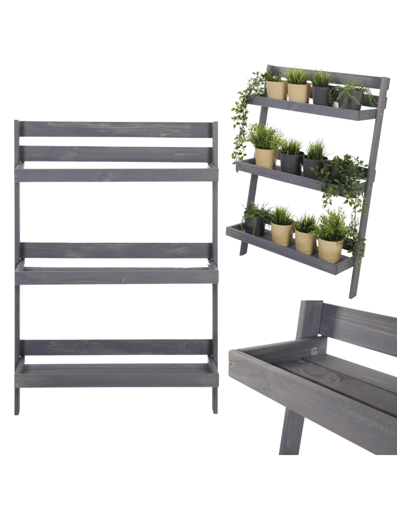 Wielopoziomowe kwietniki - Drewniany kwietnik opierany o ścianę stojak regał na rośliny 115x77cm EKO - product b2b.wamar.biz 16