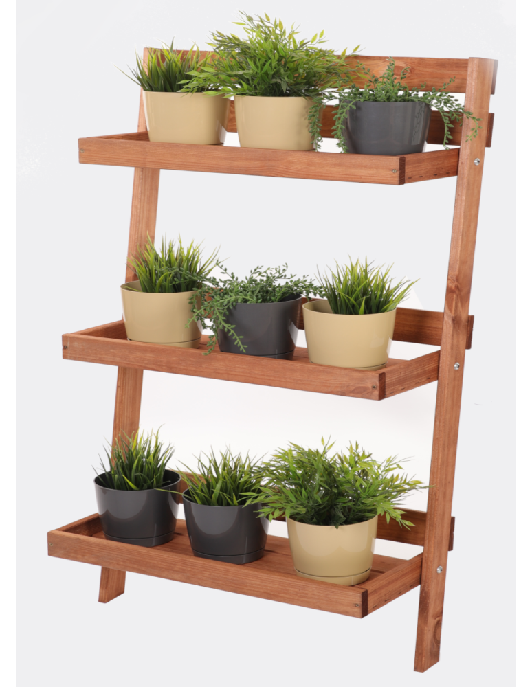 Wielopoziomowe kwietniki - Drewniana drabinka opierana o ścianę stojak regał na rośliny 115x77cm EKO - product b2b.wamar.biz 17