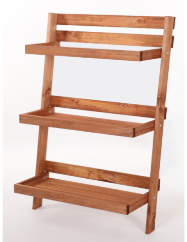 Wielopoziomowe kwietniki - Drewniana drabinka opierana o ścianę stojak regał na rośliny 115x77cm EKO - product 18