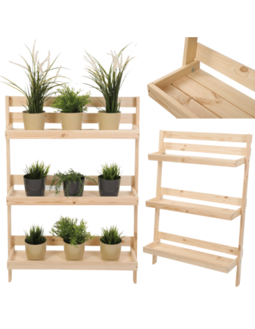 Wielopoziomowe kwietniki - Drewniany kwietnik opierany o ścianę stojak regał składany 115x77cm EKO - product 16