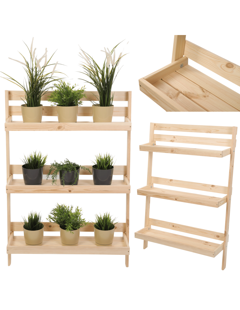 Wielopoziomowe kwietniki - Drewniany kwietnik opierany o ścianę stojak regał składany 115x77cm EKO - product b2b.wamar.biz 16