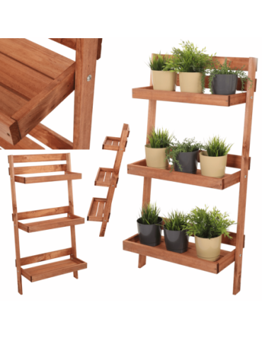 Wielopoziomowe kwietniki - Drewniany kwietnik opierany o ścianę stojak regał na rośliny 115x57cm EKO - product 16