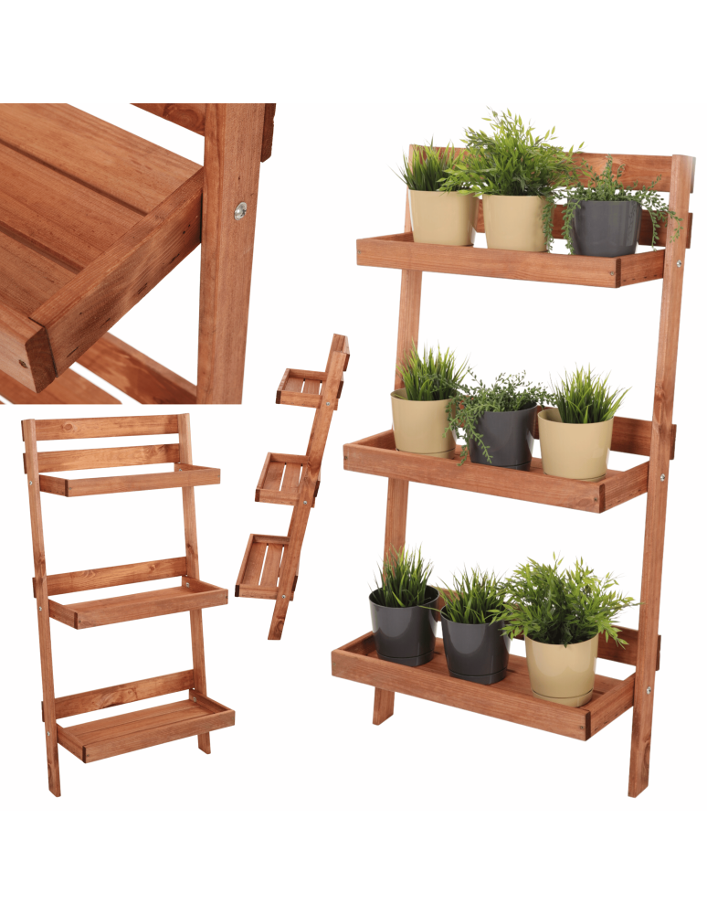 Wielopoziomowe kwietniki - Drewniany kwietnik opierany o ścianę stojak regał na rośliny 115x57cm EKO - product b2b.wamar.biz 16