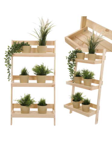 Wielopoziomowe kwietniki - Kwietnik drewniany opierany o ścianę stojak regał na rośliny 115x57cm EKO - product 16