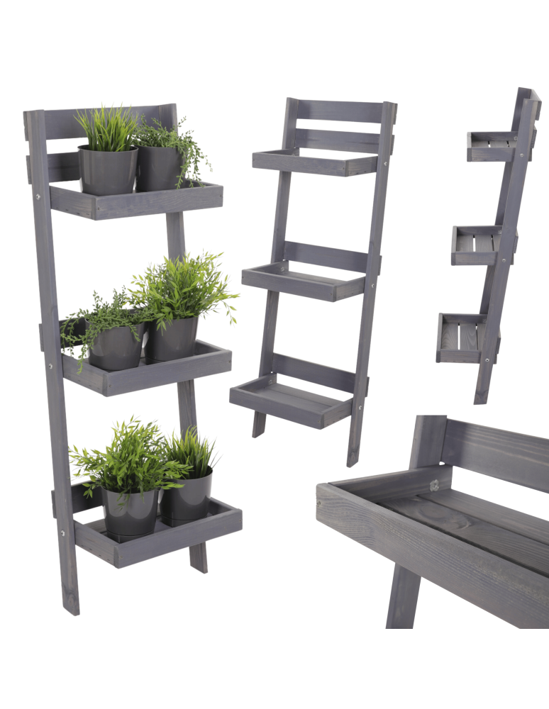 Wielopoziomowe kwietniki - Drewniana drabinka opierana o ścianę stojak regał na rośliny 115x37cm EKO - product b2b.wamar.biz 16